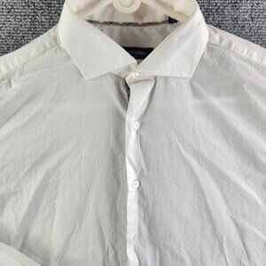 Aquascutum London Men 16.5 Long Sleeve White Button Up Shirt 100% Cotton Adult